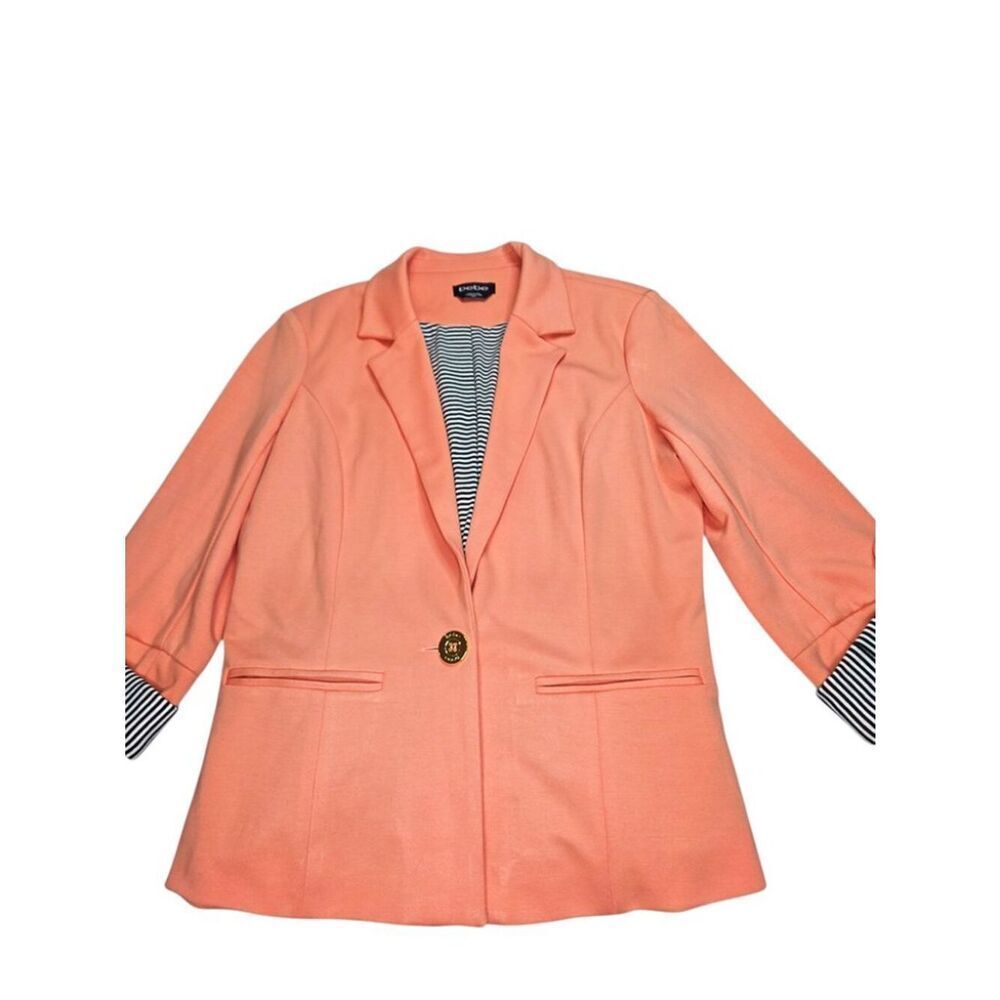 Bebe Blazer Orange Size M Striped Cuff Lightweight Tailored